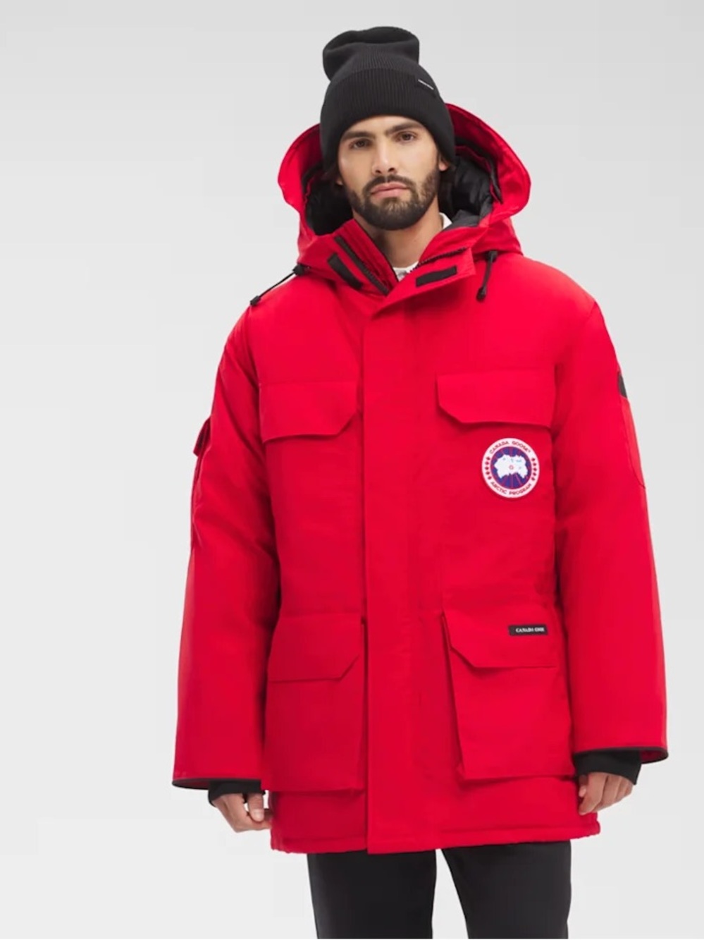 NWT Canada Goose Men's Red Parka Jacket with Fur Trim Hood - Picture 9 of 10